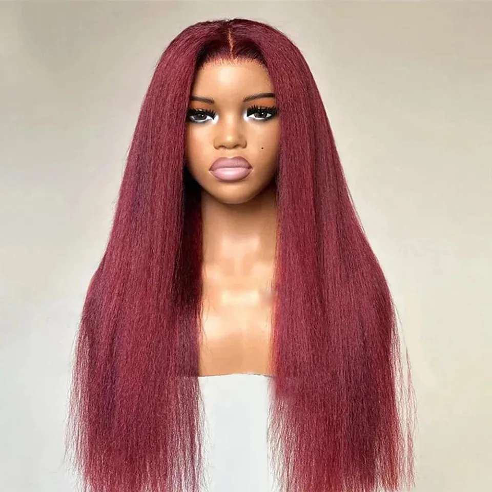 13x4 Transparent Lace Front Human Hair Straight 13x6 30 40 Inch 99j burgundy Lace Frontal Wig Brazilian For Black Women