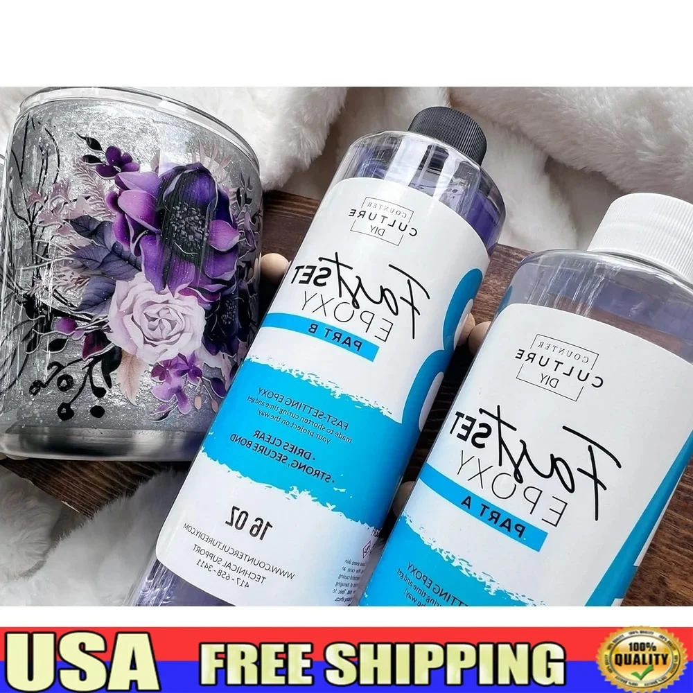 

Quick Cure Epoxy Resin 32oz Kit Art Coating Casting Tabletop Bar Top Live Edge River Table High Quality UV Resistant