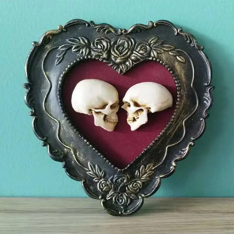 Skeleton Decor Resin Gothic Figurine Creative Romantic Love Skull Ornaments Craft Skeleton Spooky Wall Art for Home decoration