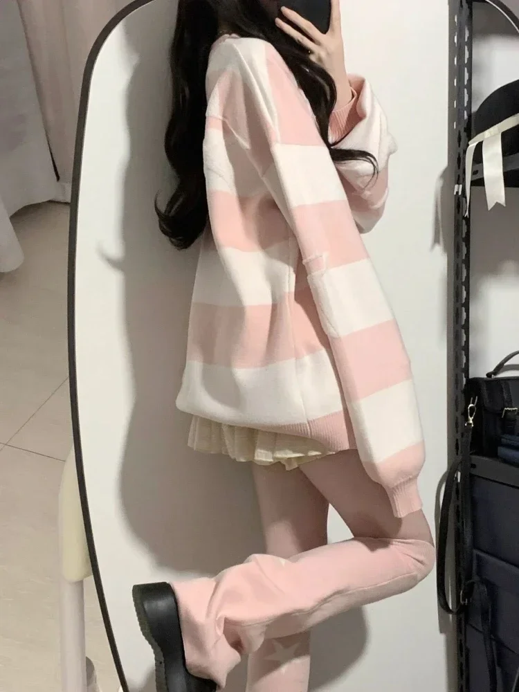 Maglioni stella di colore a contrasto giapponese Moda Grunge All Match Streetwear Sueter Mujer Dolce Y2k Estetico Maglioni larghi Donna