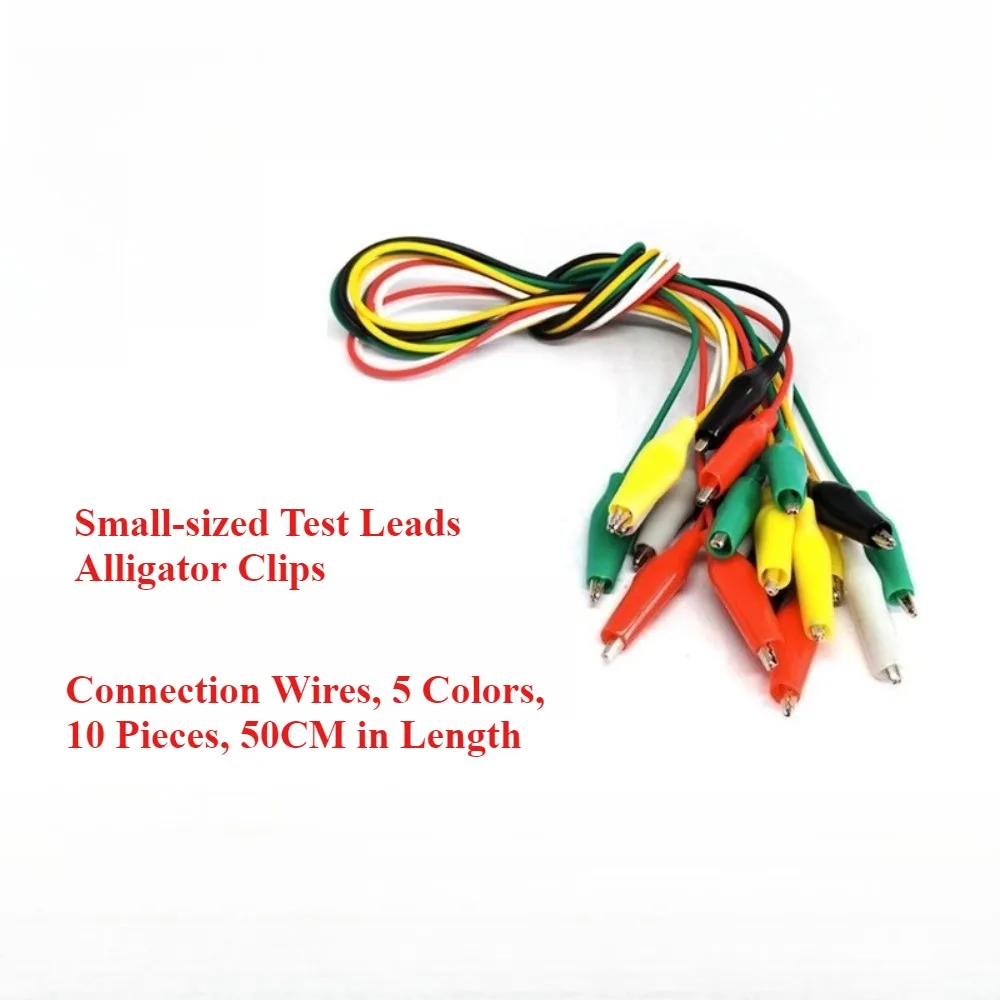

10Pcs 28mm Alligator Clips Test Leads Set 50CM Double Ended Jumper Wires with Flexible Silicone Cable for Electronics Testing DI