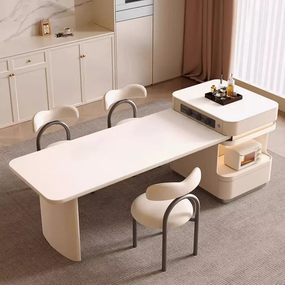 Island rock slab dining table integrated telescopic household small kitchen island