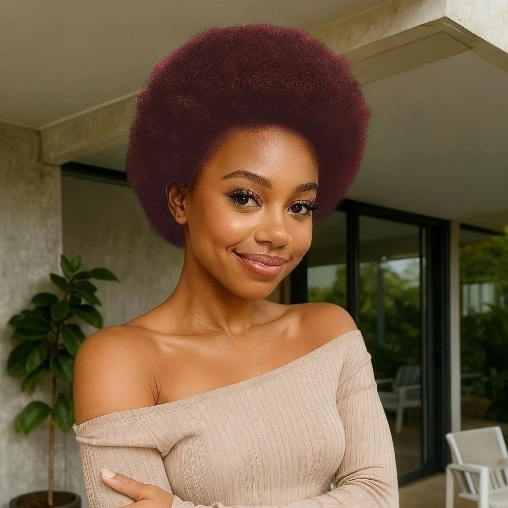 

Короткие парики из натуральных волос, пышные афро-кудри, для женщин, полностью машинной работы.