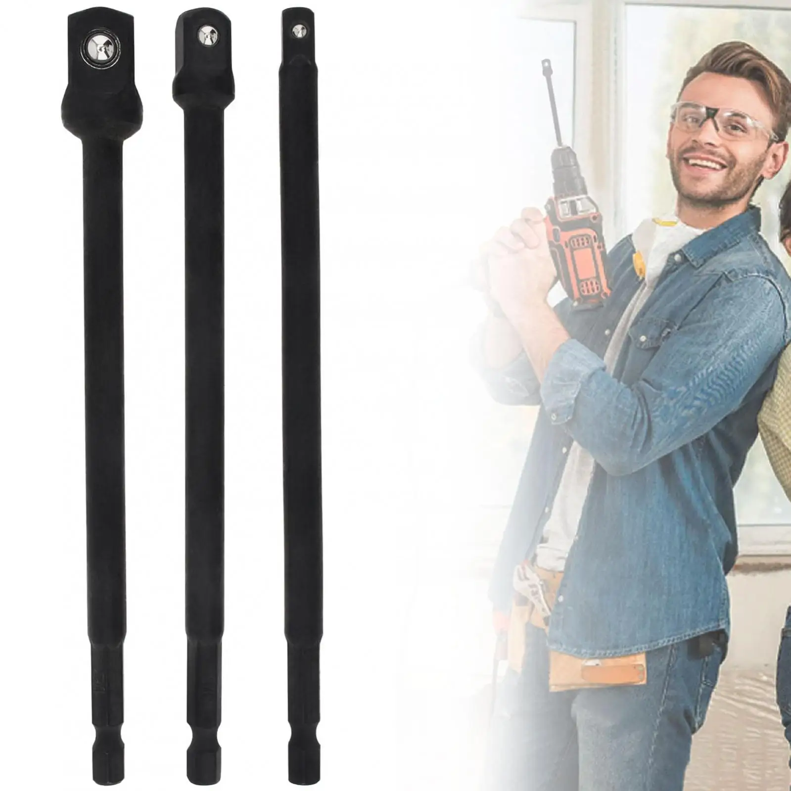 Imagem -05 - Conjunto de Adaptador de Soquete de Grau de Impacto de Alto Carbono Polegada 8-polegada Polegada Hex Haste Adaptador de Driver de Soquete de Broca de Energia 150 mm