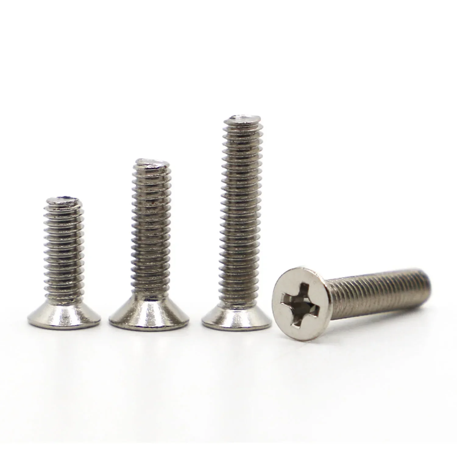 50/100pcs M1.2 M1.4 M1.7 M2 M2.5 M3 M4 Nickel Plated Steel KM Screw Cross Flat Countersunk Head Phillips Machine Screws
