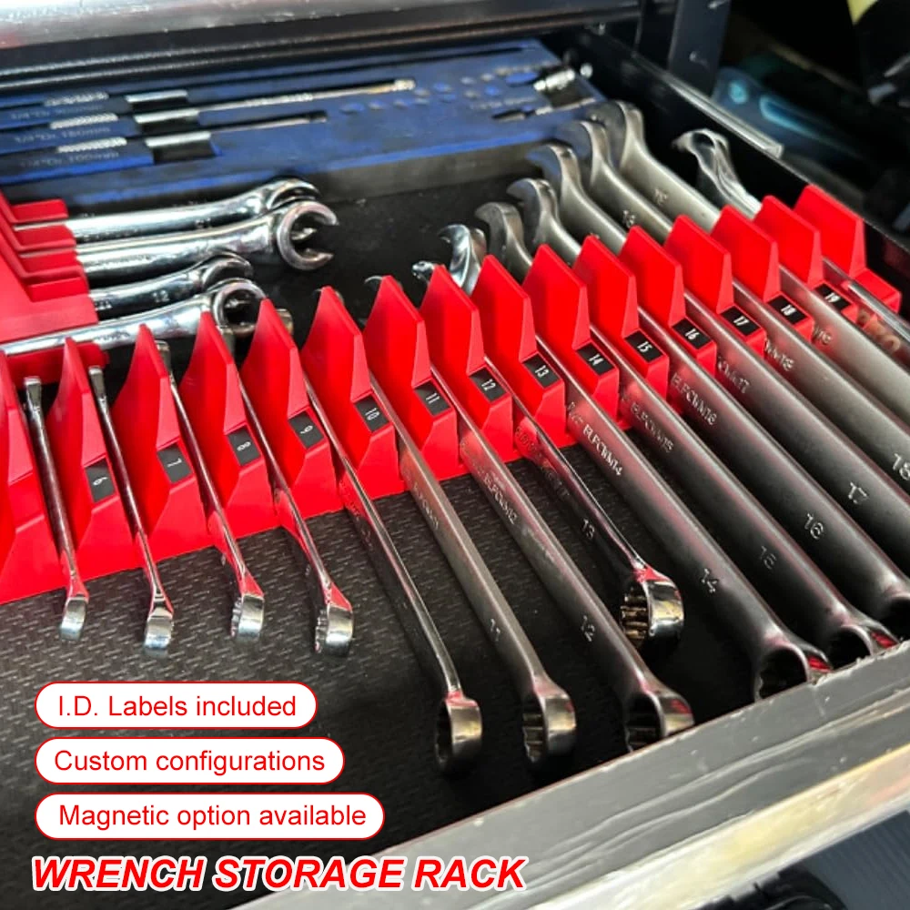 10Pcs Magnetic Wrench Organizer Easy To Install Practical Portable Tool Storage Shelf Wrench Holder for Tool Drawer Storage