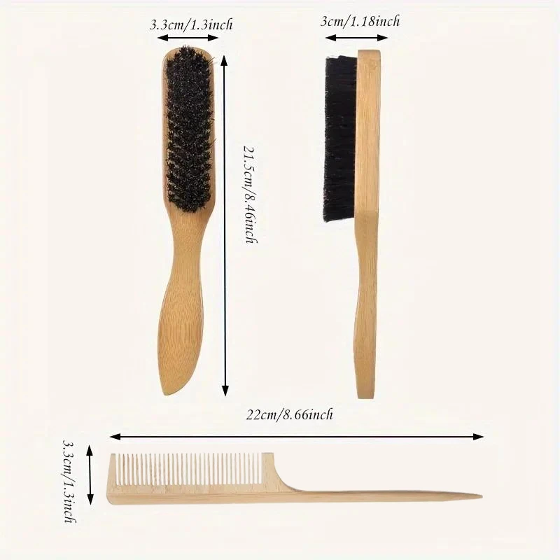 1pc/2pcs Beard Care Comb Set Hair Trimming Cleaning Shattering Hairbrush Oil Head Styling Tool And Slick Back Hair For Women