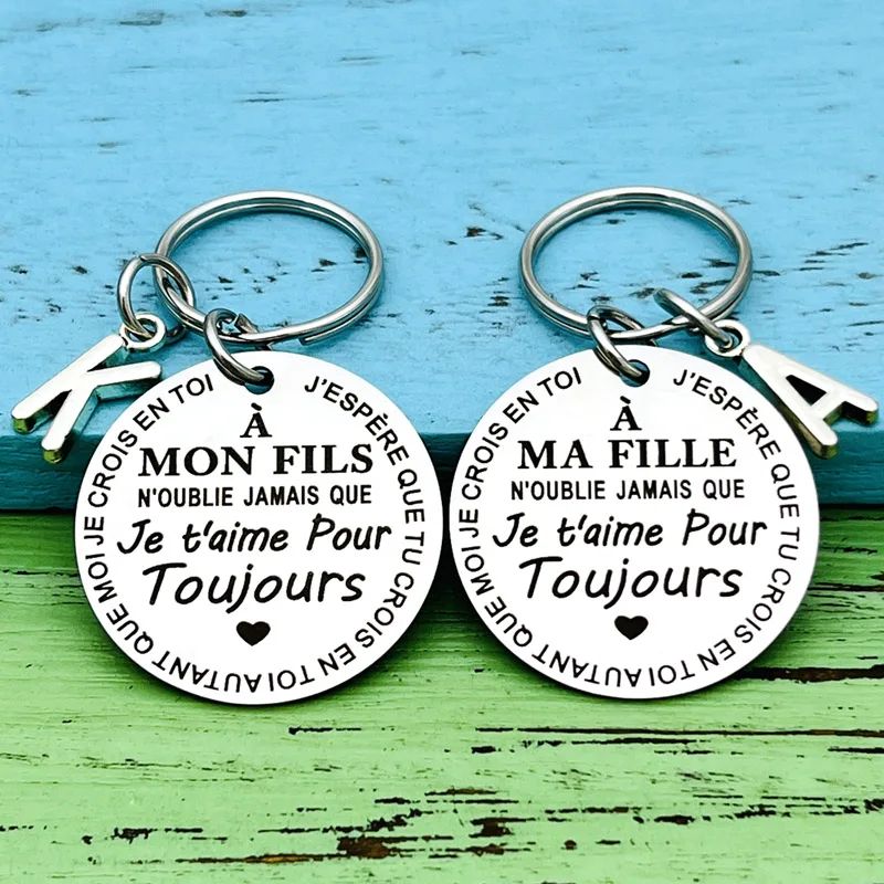 French To My Son Daughter I Love You Forever Inspirational Gift Keychain,  Best Gift Idea for Son Daughter Stocking Stuff Gifts