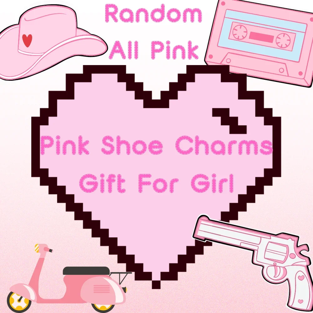 10/20/50/100pcs Random All Pink Shoe Charms Cartoon Cute Animal Plant Shoe Decorations Pins for Women Girl Sandals Accessories