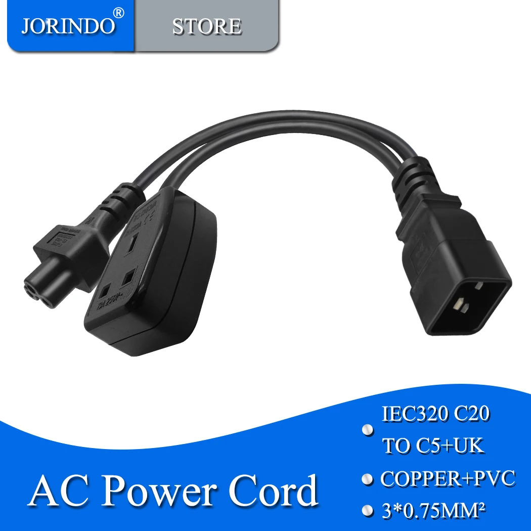 Шнур питания переменного тока jorinдо IEC320 C20 в C5 + UK, IEC 16A C20 в C5 и британский стандарт, розетка 1 в 2, линия преобразования питания