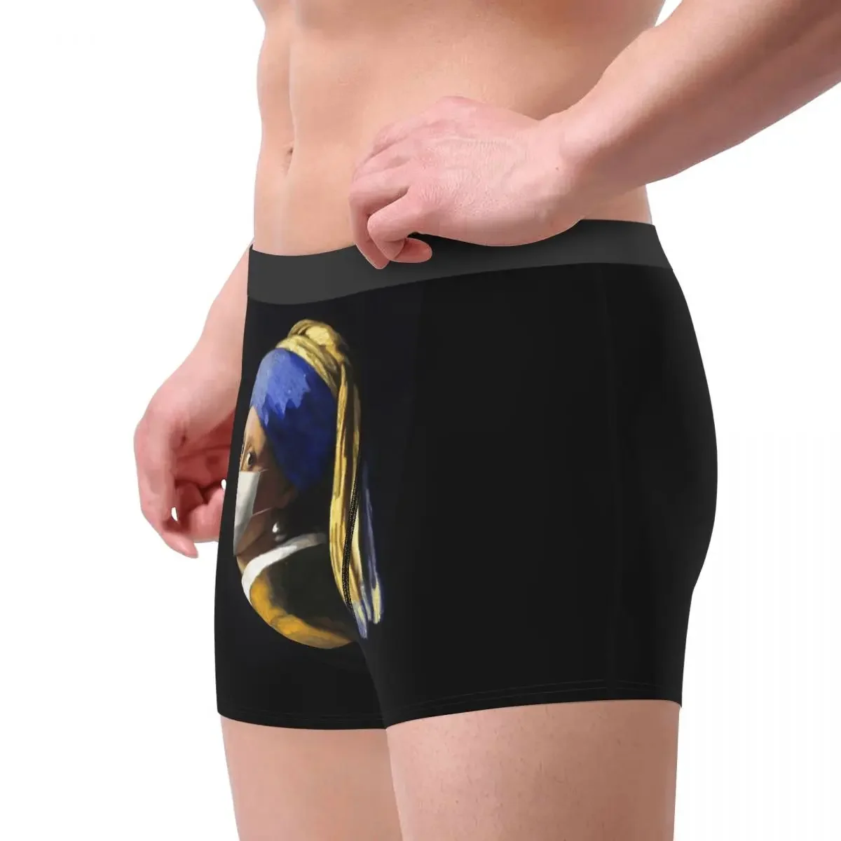 Men's Girl With A Pearl Earring Art Underwear Sexy Boxer Shorts Panties Homme Breathable Underpants Plus Size