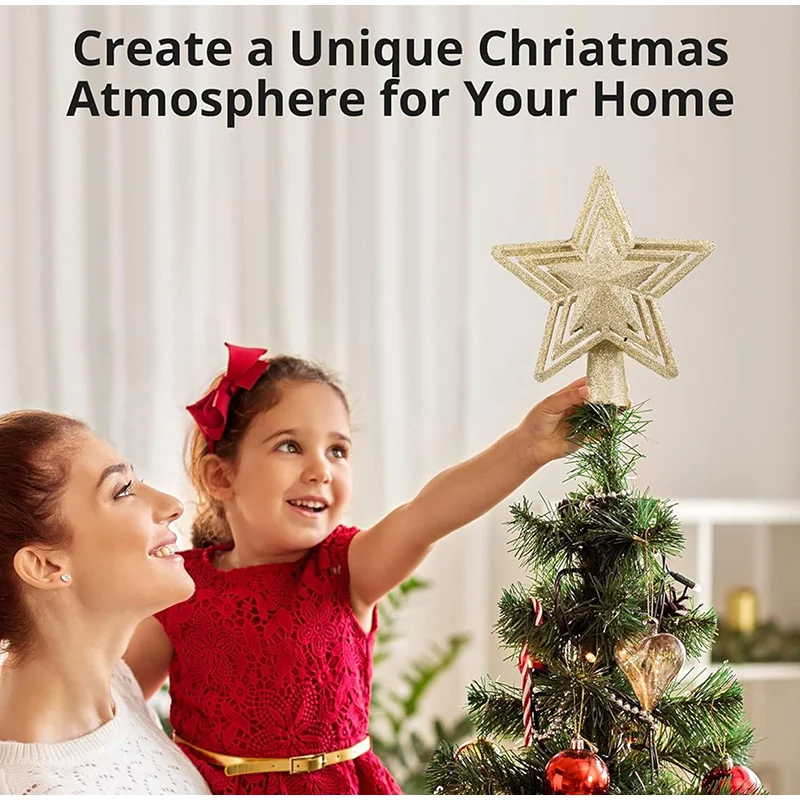 شجرة عيد الميلاد أعلى نجمة ضوء الإسقاط 3D الخماسية نجمة الدورية الثلجية LED ضوء الإسقاط زينة عيد الميلاد #3