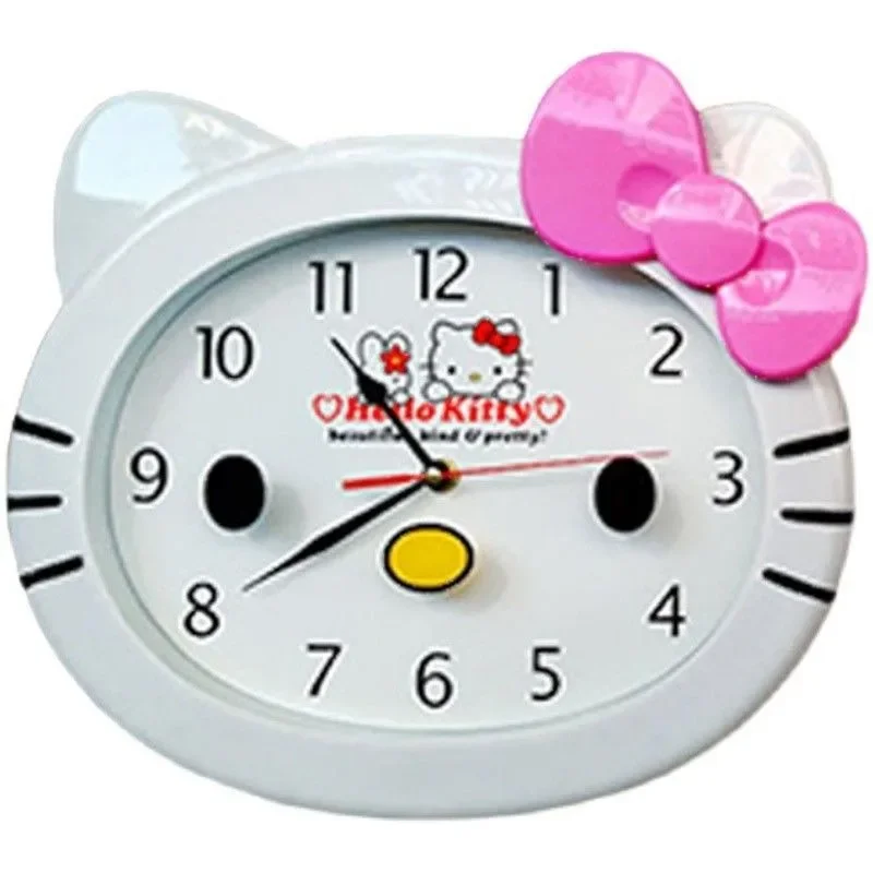 Reloj de pared silencioso Kawaii Sanrio Hello Kitty, 14 pulgadas, dibujos animados, lindo Reloj de pared para habitación de niños, dormitorio, sala