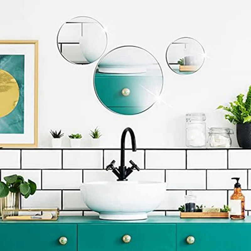 100 Pieces Mini Size Round Mirror Small Round Mirror Adhesive Mirror Round Craft Mirror Tiles For Crafts Durable Easy To Use