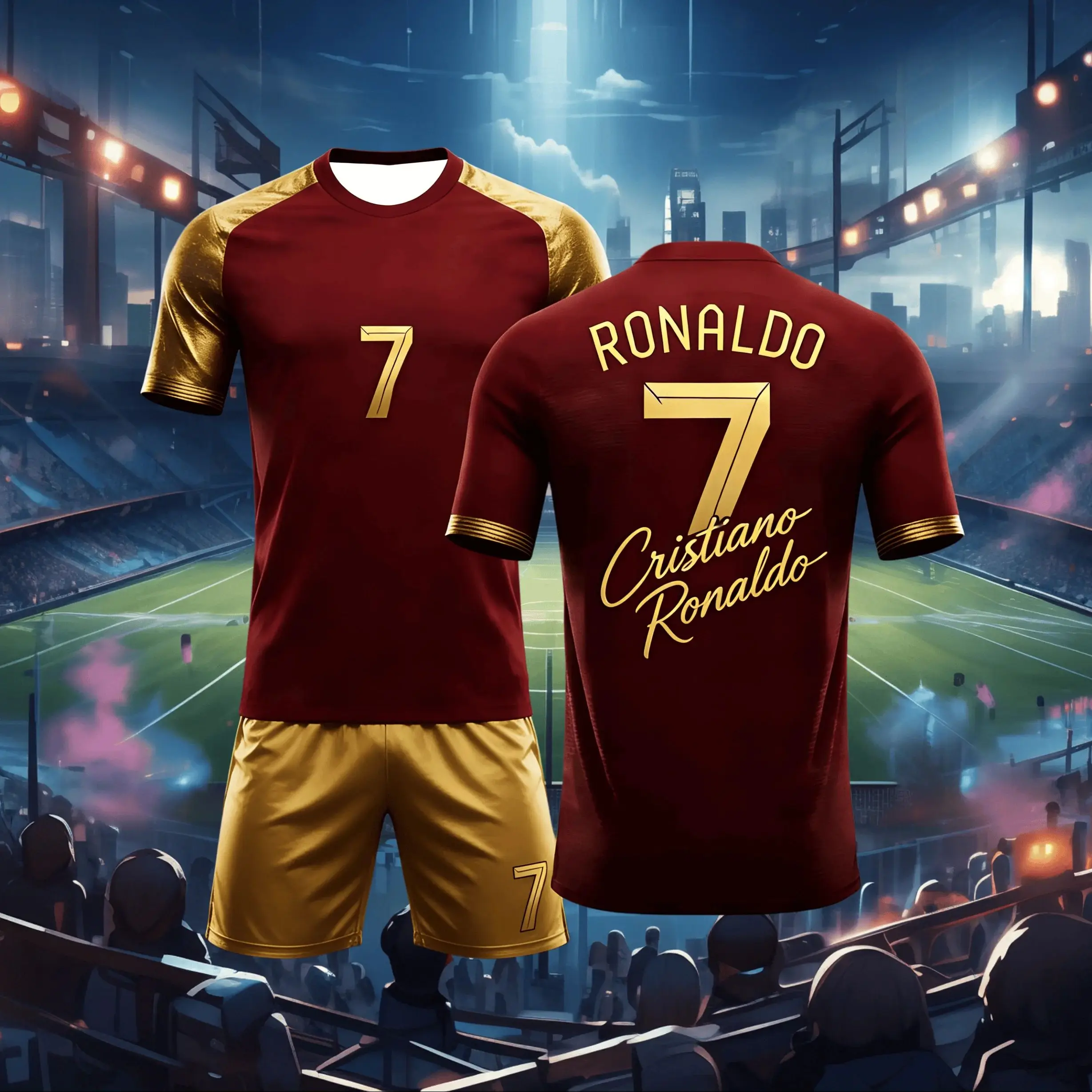 26 Cristiano Ronaldo No.7 Football Suit Set Match Training Uniform Short Sleeve Shorts Set Quick Drying Sportswear Gift kids