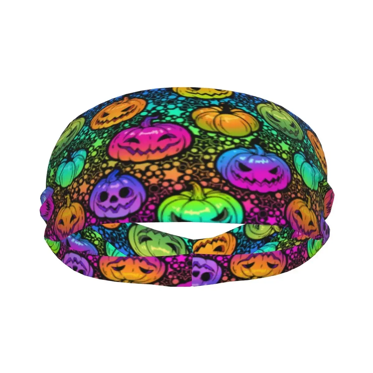 Sports Sweatband Breathable Headband Sweat Hair Head Band Bright Rainbow Halloween Pumpkins Yoga Headband