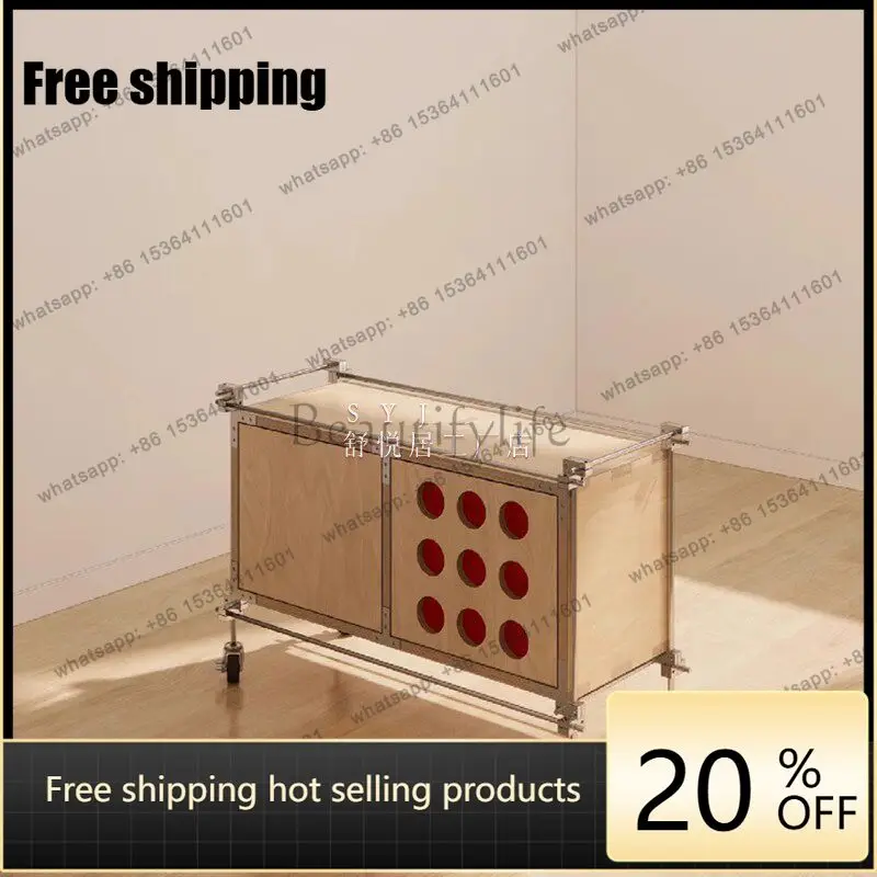 LX Modern Simple Movable Wheeled Side Cabinet Optical Axis Ocean Board Storage Locker