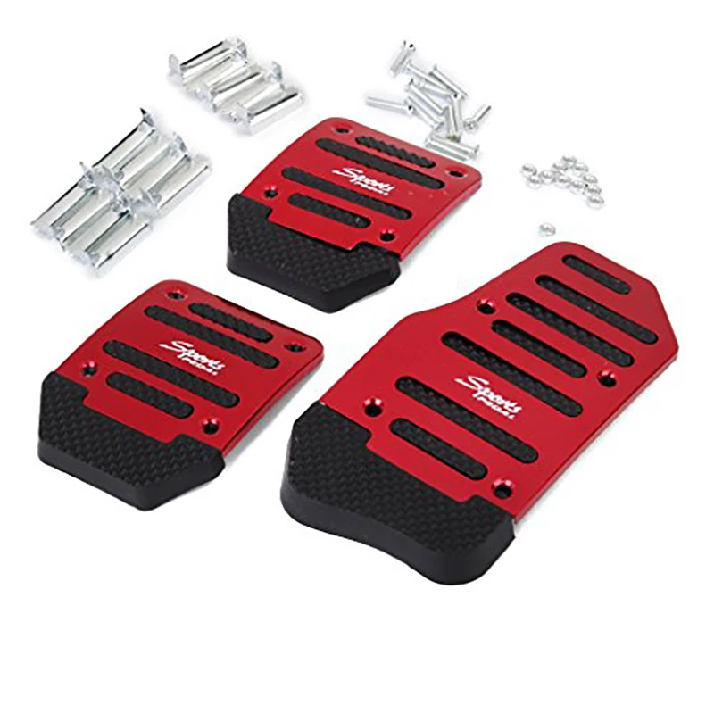 3pcs Universal Non-Slip Racing Manual Foot Pedal Pad Set Aluminum Car Auto Throttle Pedal Cover Replaceable Interior Accessories