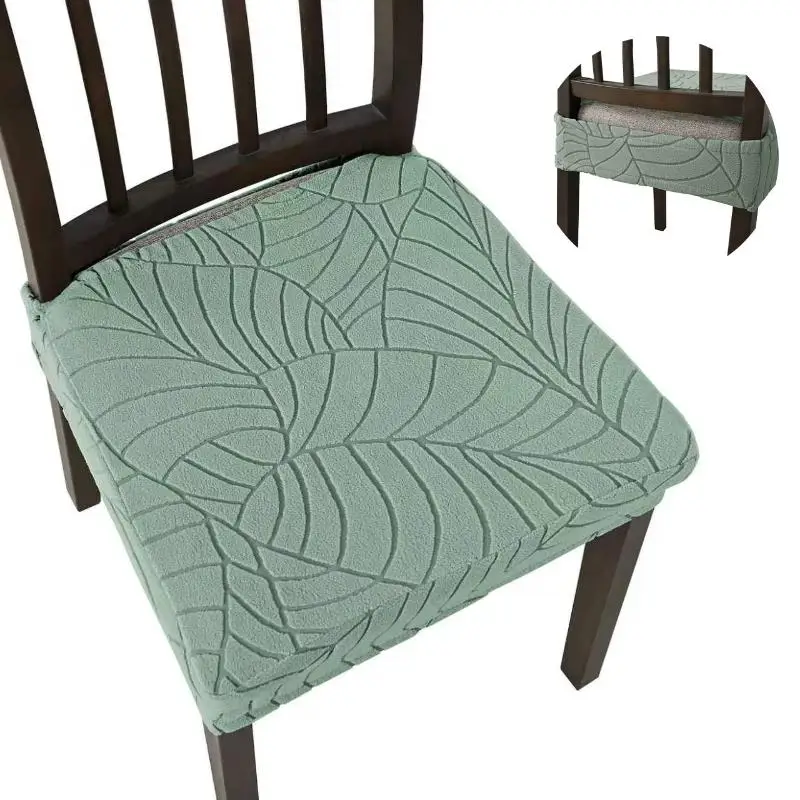 1pc Leaf Jacquard Dining Chair Cover Dustproof Chair Slipcover Stretch Upholstered Seat Protector for Hotel Home Wedding Kitche
