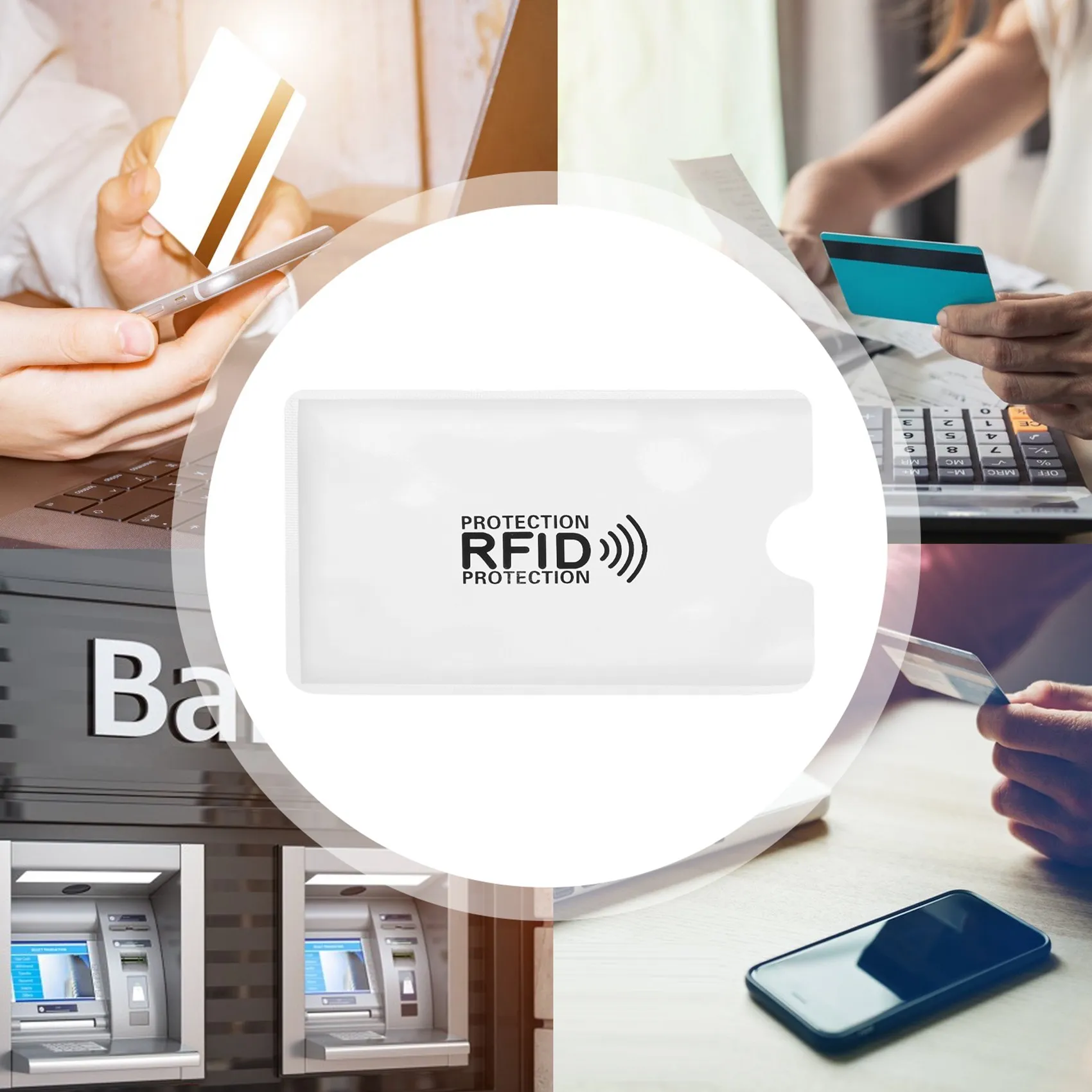 ABQR 10 шт., алюминиевая фольга, противоразмагничивающая крышка для карт, RFID-экранирующая сумка, NFC, противоугонная щетка для кредитных карт, защита для удостоверений личности