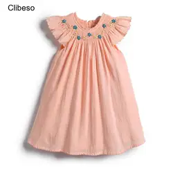 2024 Clibeso Girl Smocked Dresses Orange Spring Baby Cute Flower Smocking Princess Dress Kids Infant Handmade Embroidery Clothes