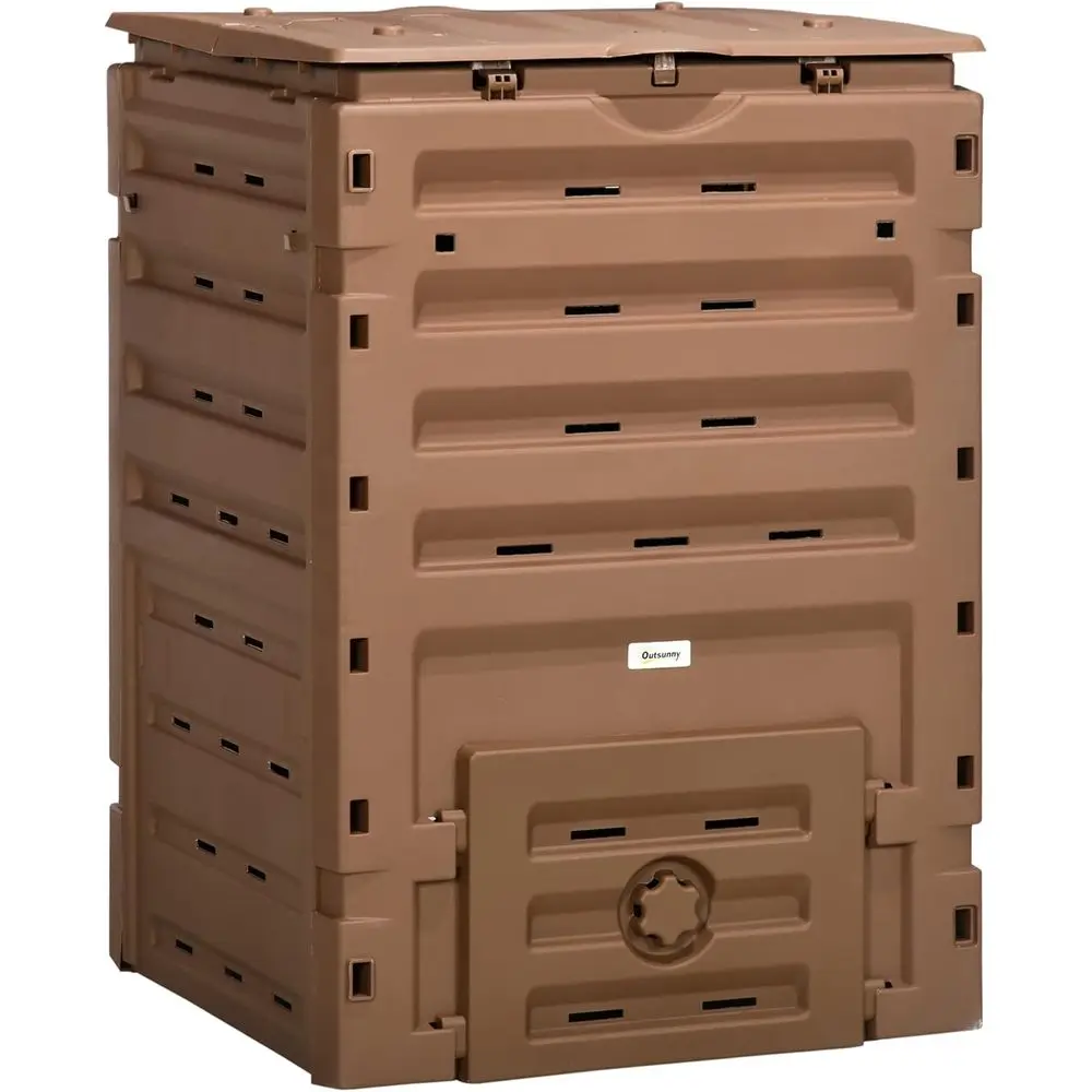 

120 Gallon Garden Compost Bin with 80 Vents, 2 Sliding Doors, Lightweight and Sturdy for Creating Rich Soil