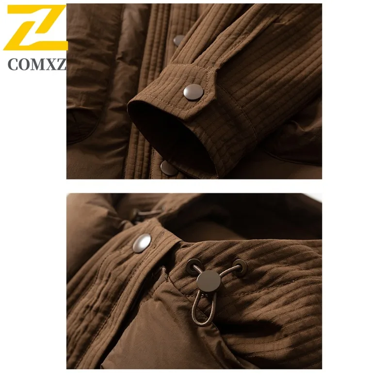 COMXZ Mens Puffer Jacket Duck Down 3 in 1 Hooded Shirt Vest Men Warm Filler Down Outdoor Mountaineering Lightweight Winter Coat