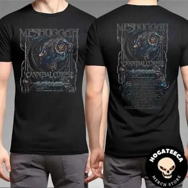 Meshuggah Tour 2025 2 Sided T Shirt Cannibal Corpse Carcass Band Dates S 5Xl