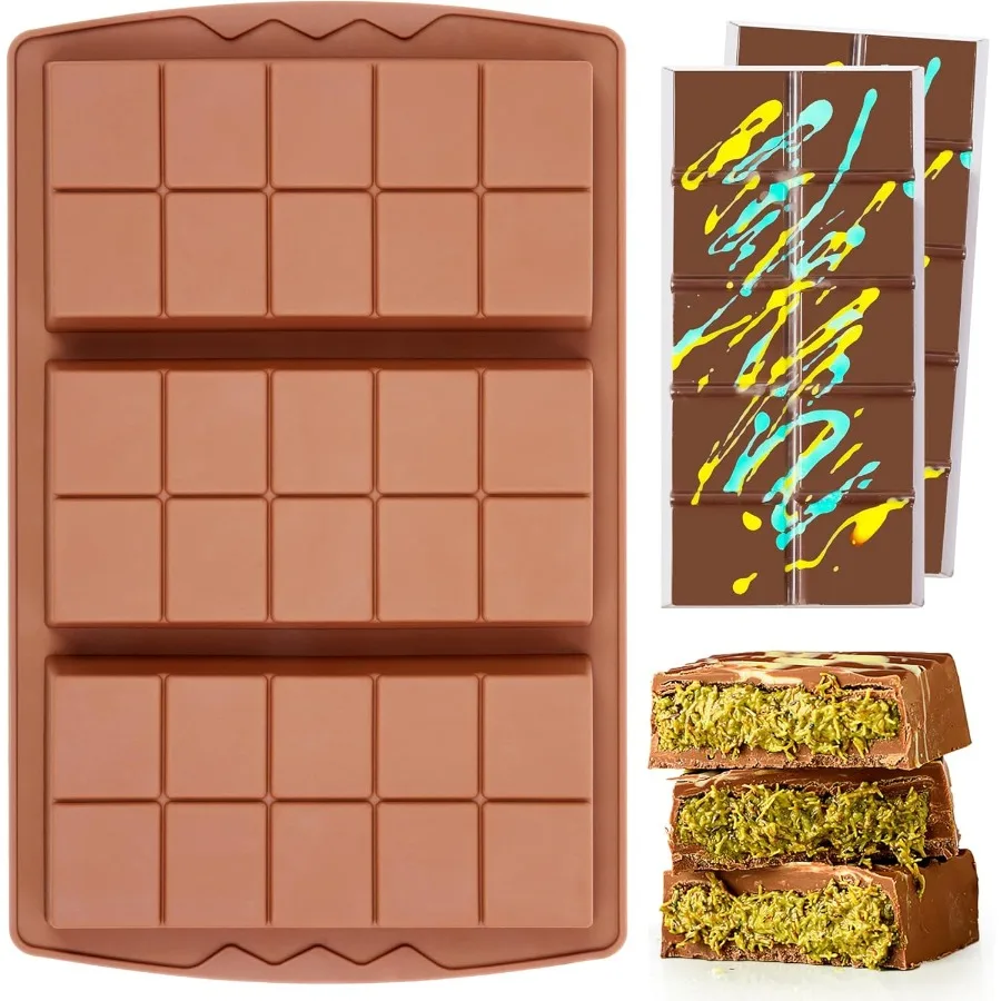 

1 Pc Chocolate Bar Mold Deep Large Chocolate Molds Silicone Break Apart Thick Silicone Molds for Candy Bar 10 Sp