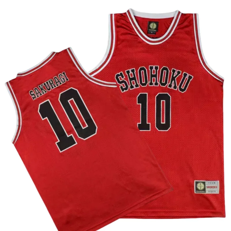 Anime Shohoku #10 Sakuragi Hanamichi Basketball Jersey Mens Breathable Sleeveless Tops Quick Drying Sports Shirt Male