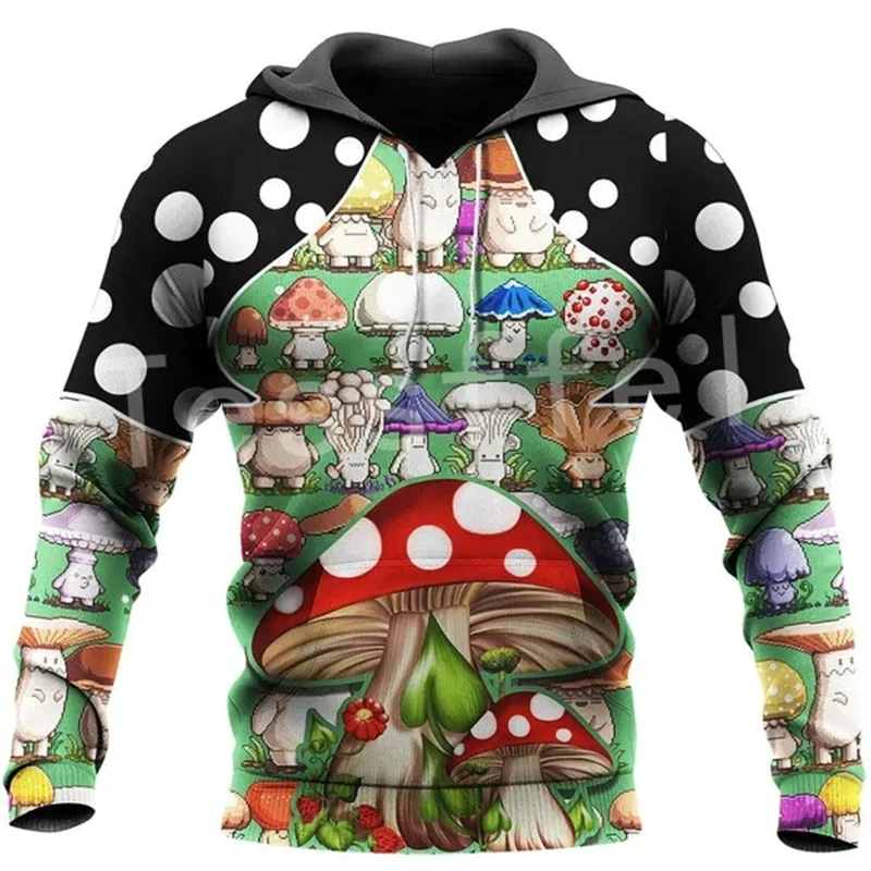 New Spring And Autumn 3D Mushroom Pattern Camouflage Hoodie Fun Men\'s Women\'s Essential Sweatshirt Harajuku Sweater