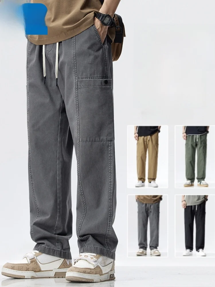 

Paul Men's Casual Pants Loose Fit Long Trousers Wear-Resistant Outdoor Sports Fashion Autumn Spring Straight Leg Workwear