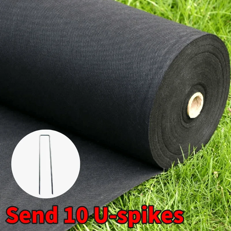 Heavy Duty Non-Woven Geotextile Fabric Landscape Driveway Fabric Garden Weed Barrier with 10 U-Spikes PP Material