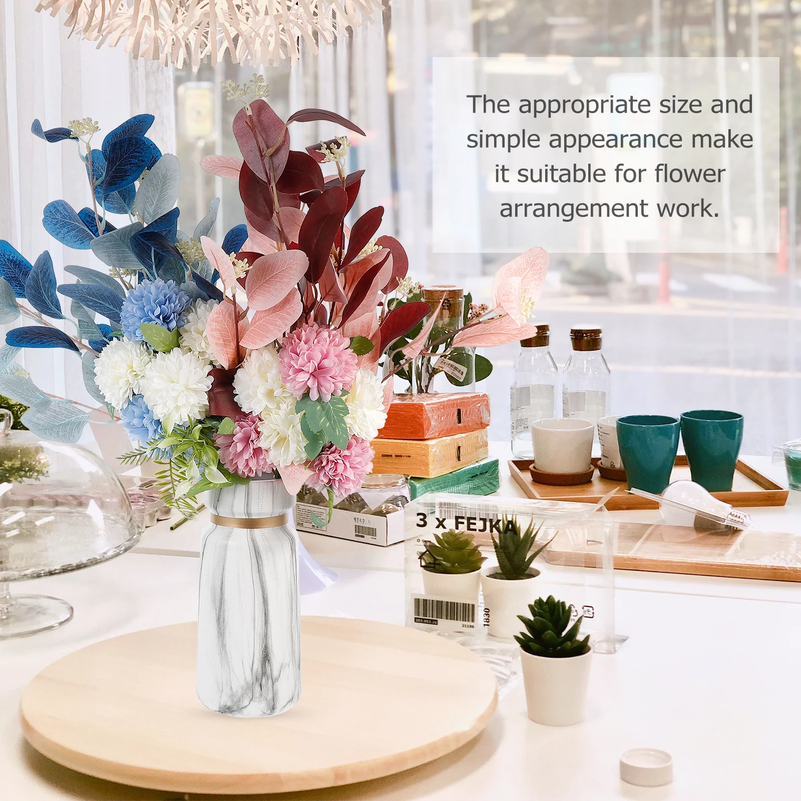 

Marbling Flower Vase Simple Ceramic Decorative Vase Home Desktop Hydroponic Flower Arrangement Green Plant Container