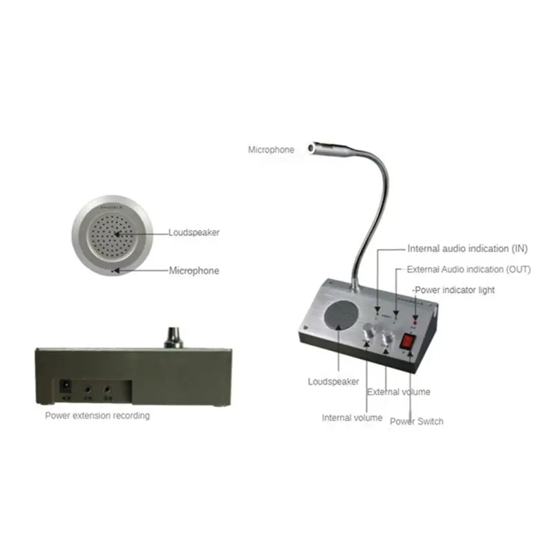 

US Plug Home Security Zero-Touch Dual-Way Walkie-Talkie System for Bank Counter Ticket Hospital Window Intercom