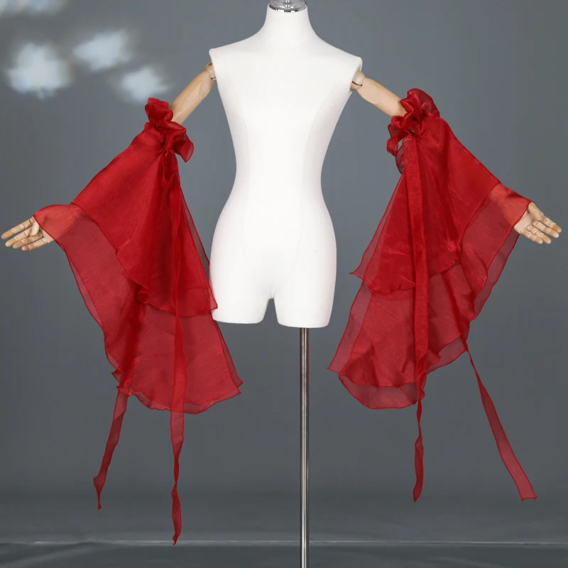 

1pair Flowing Chinese Dance Sleeves Costume Women Dance Performances Hanfu Elegant Lace Up Arm Sleeve New Dance Accessory