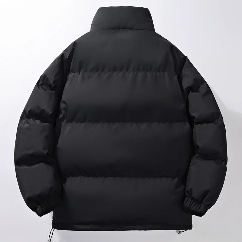 New Winter Cotton Padded Jacket Men Stand Collar Couple Coat Color Block Warm Fashion Solid Color Daily Casual Outerwear