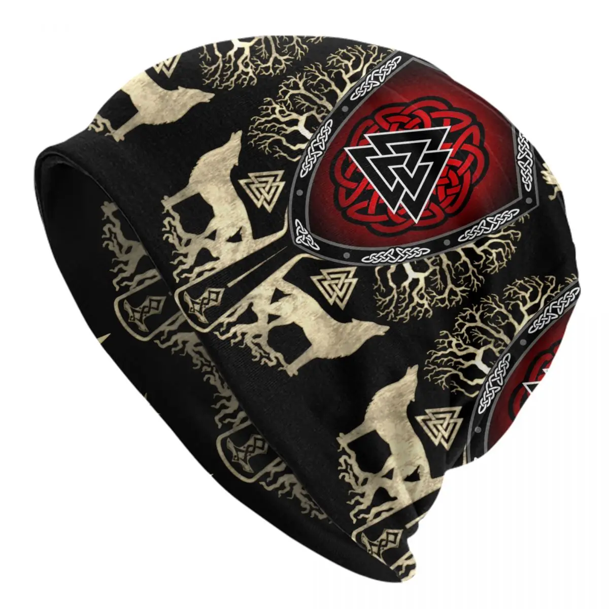 مخصص لطيف Vegvisir Valknut بونيه القبعات متماسكة قبعة للرجال النساء شتاء دافئ غامض Skullies Beanies قبعات #1