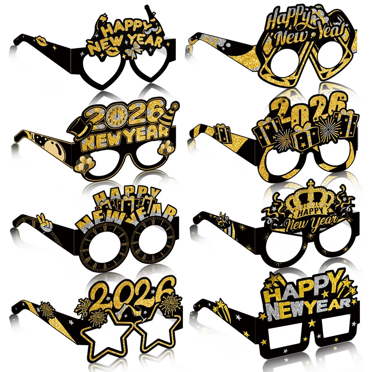2026 новогодние бумажные очки, удобные очки с Новым годом, вечерние очки, реквизит для очков, высококачественный реквизит для фотобудки на Новый год