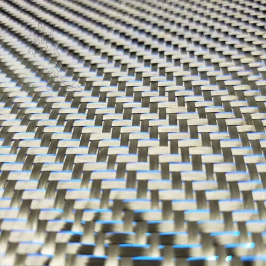 

250gsm Carbon Fiber Blue Metallic Reflection Mixed Twill Fabric Cloth 100cm*50cm