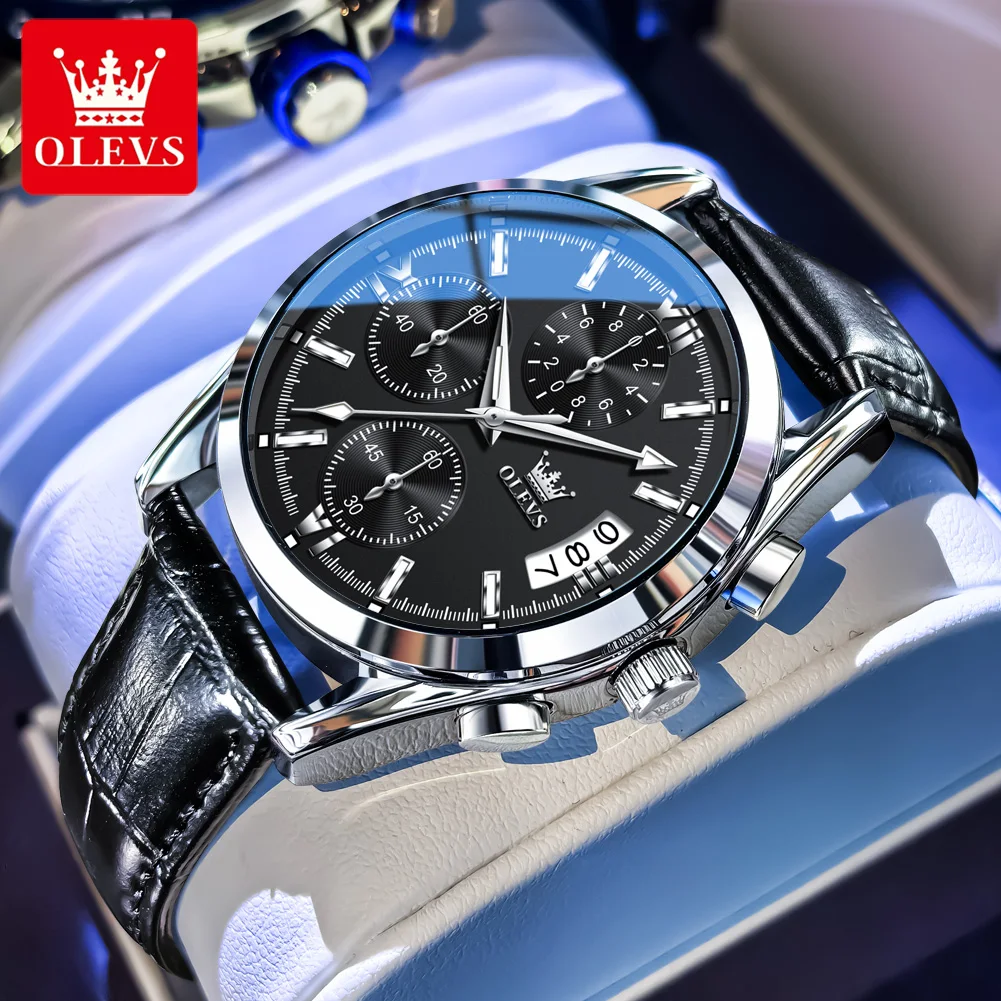 

OLEVS 2987 Watches For Man Luxury Original Business Quartz Watch﻿ Waterproof Luminous Leather Strap Date Sports Mens Watch Gift