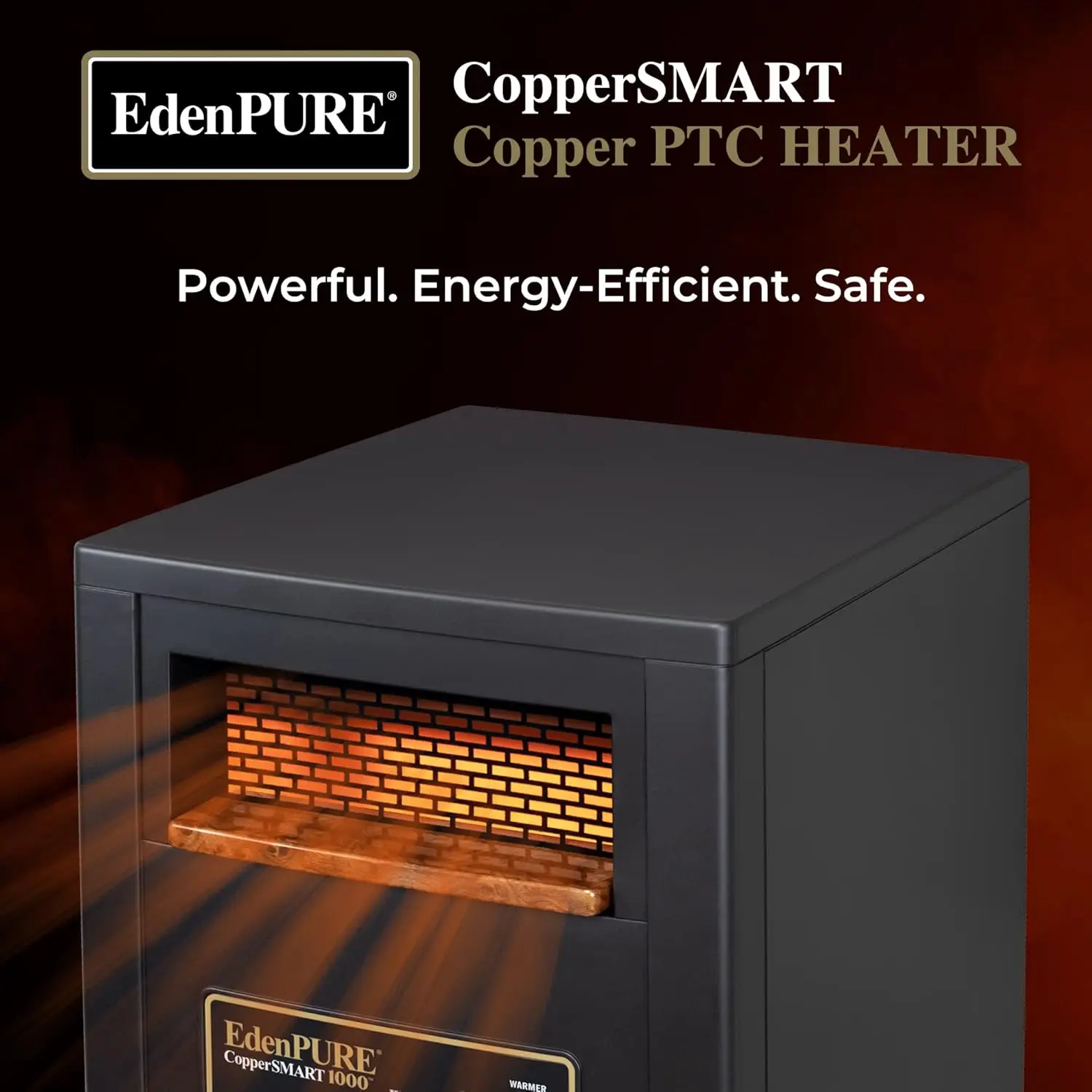 سخان مساحة كهربائي CopperSMART - مدرج ETL، سخان محمول من 1000 إلى 1500 وات للغرف الكبيرة والصغيرة - موفر للطاقة،