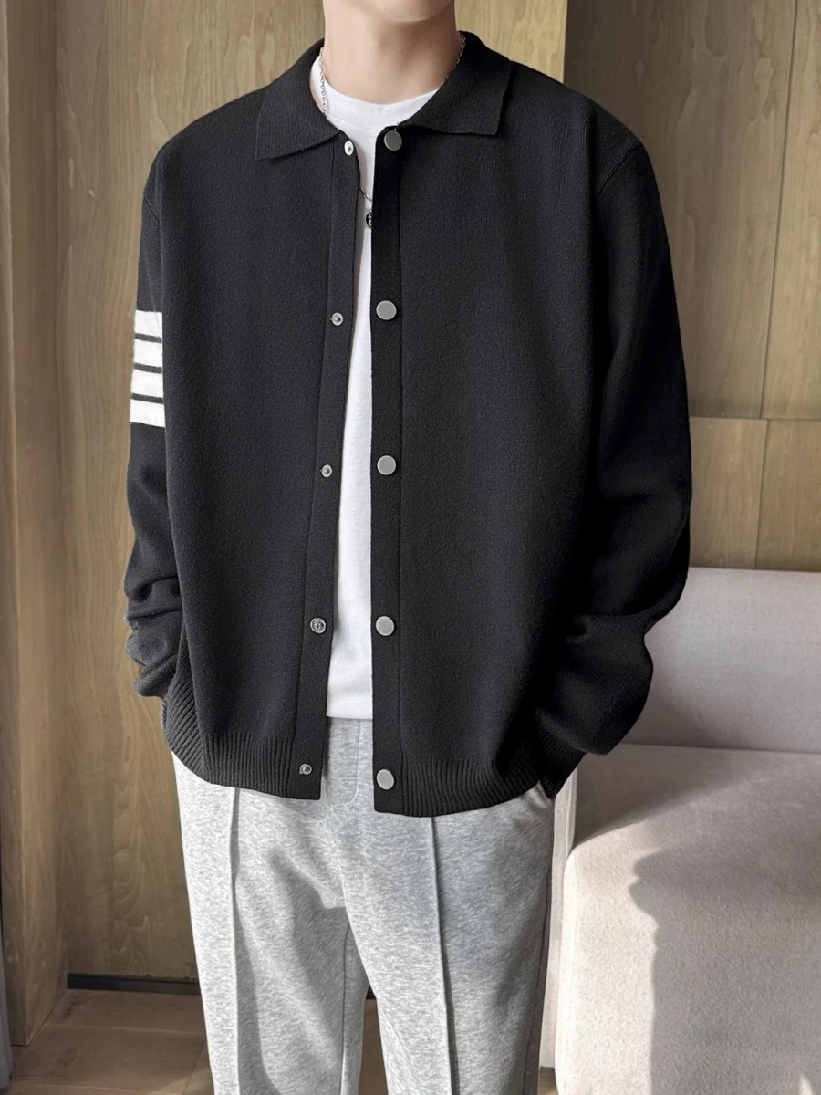 

Men's Knitted Sweater Coat Casual Loose Fit Long Sve Button up Autumn Winter Outerwear Striped Open Cardigan Faionable T...