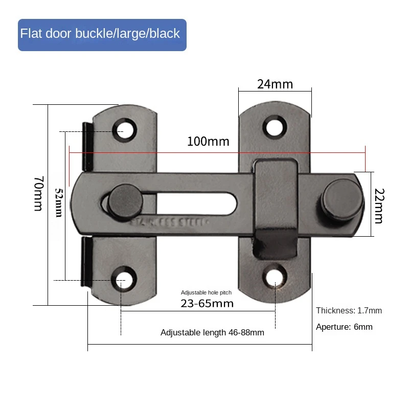 Thickened 304 Stainless Steel Door Buckle, Safety Bolt, Sliding Door, Flat Hasp, Anti-theft Buckle Lock Hardware Accessories.