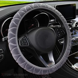 37-39cm Universal Steering Wheel Cover Soft Warm Plush Steering Wheel Cover For Winter Warm Car Steering Wheel Interior Parts