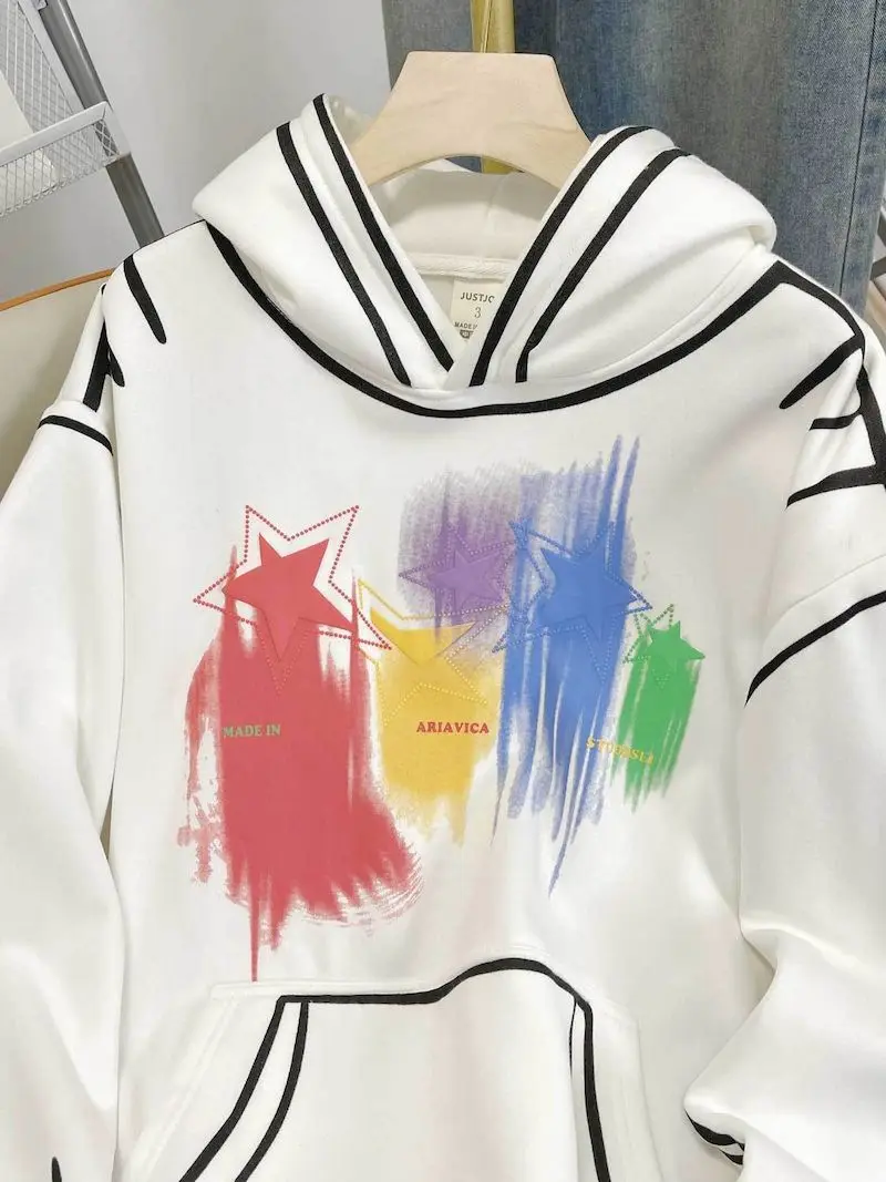 Fried Street Hoodies Womens Oversized Hoodies Ins Plus Velvet Thick Winter Hooded Coat Large Size Wild Loose Korean Thick Jacket