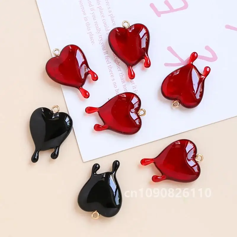 6 pezzi in acrilico creativo amore goccia sangue ciondolo fai da te gioielli fatti a mano collana orecchini accessori pendenti materiali ciondoli