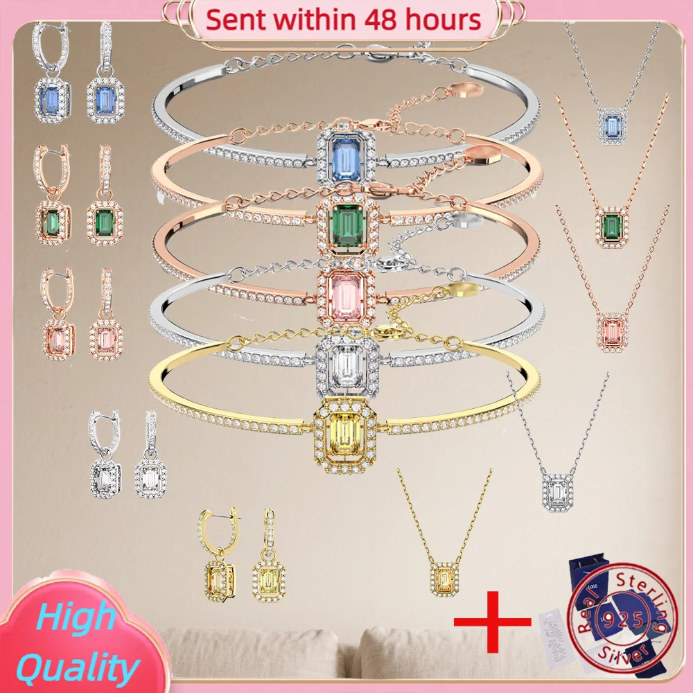 

925 Silver Natural Breeze Blue Octagon Pavé White Gold Plated Jewellery Free Jewellery Packaging