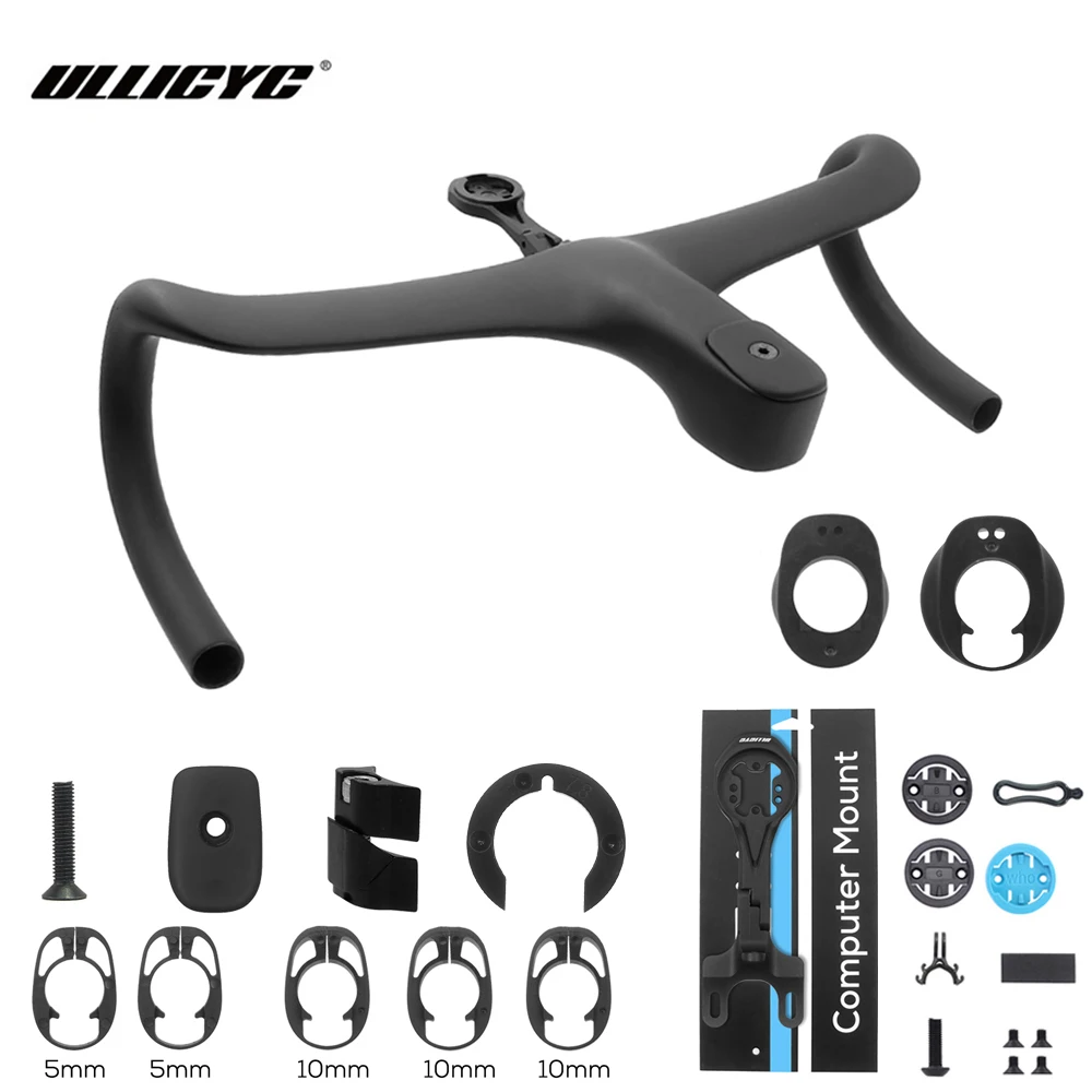AliExpress ULLICYC T4 ULTRA Road Bike Full Carbon Fiber Internal Cable Integrated Bicycle Handlebar Cockpit For 360mm-380mm With Mount Spacers