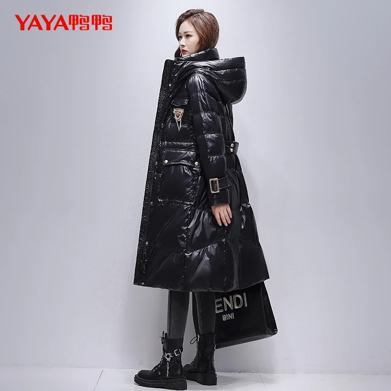 YAYA 2022 Women\'s  90% Down Jacket Hooded WindBreak Waterproof Thick Fabric Long Winter Overcoat Loose Version  Padded Parka